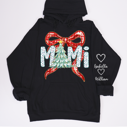 Nana Flower Preppy Christmas Bow Custom Nana And Grandkids
