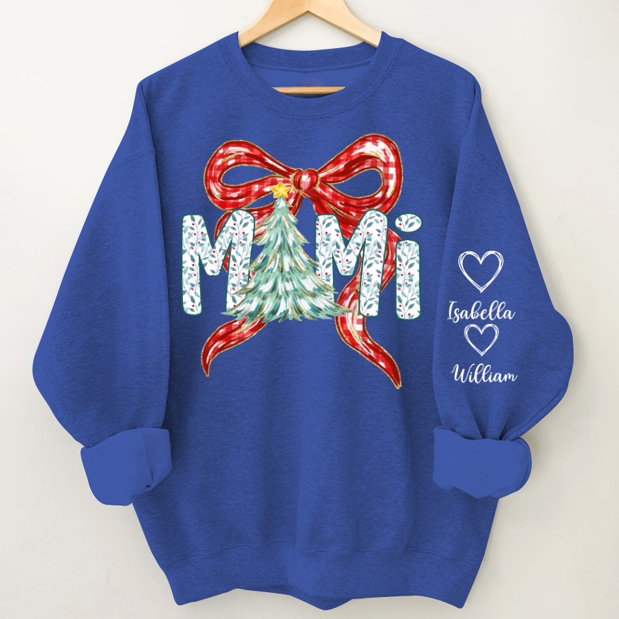Nana Flower Preppy Christmas Bow Custom Nana And Grandkids