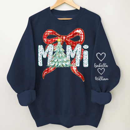 Nana Flower Preppy Christmas Bow Custom Nana And Grandkids