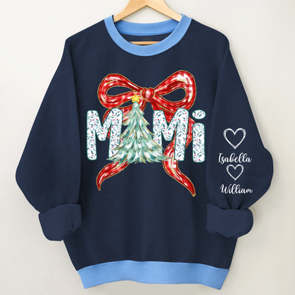 Nana Flower Preppy Christmas Bow Custom Nana And Grandkids