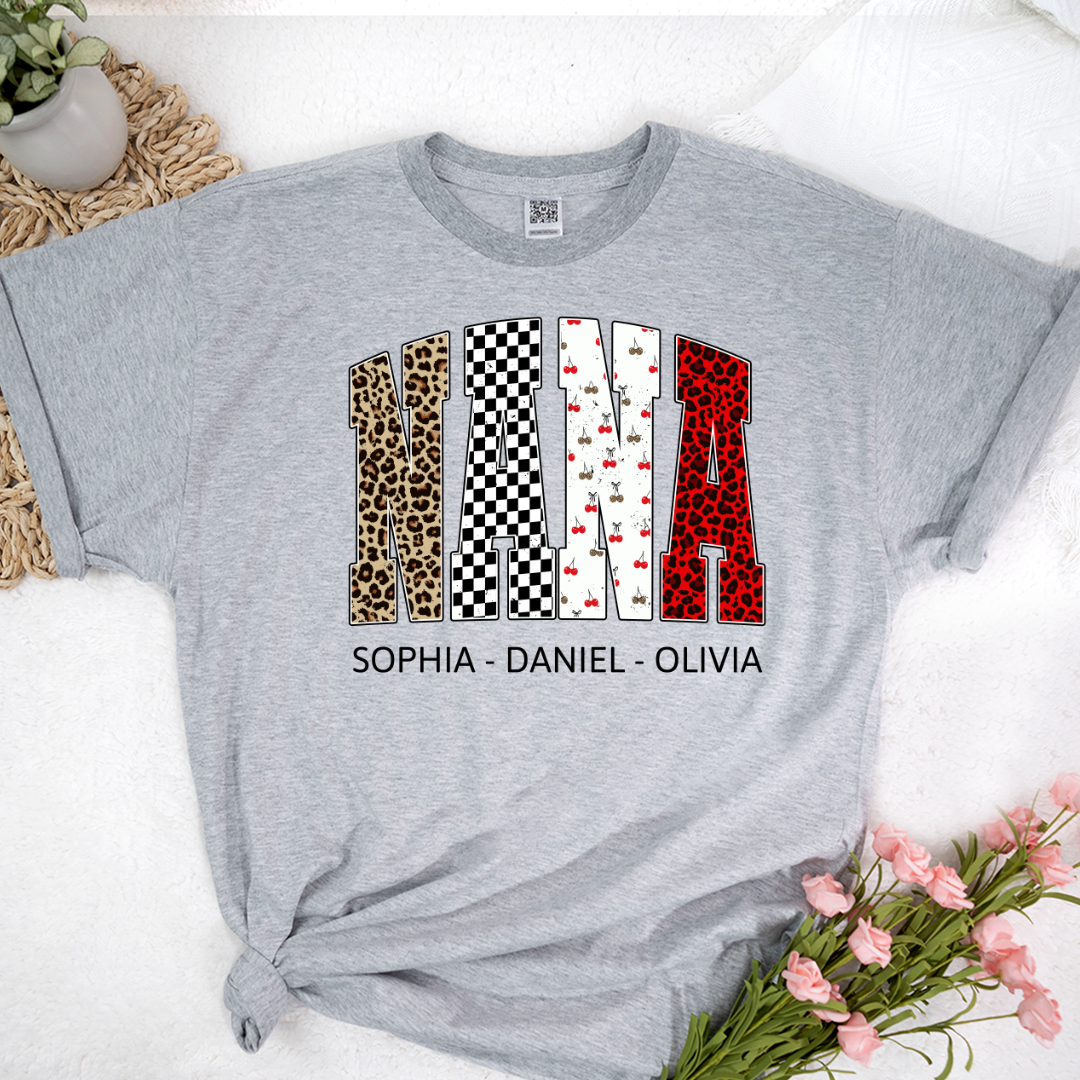 Nana Leopard Trendy Nana And Grandkids Personalized