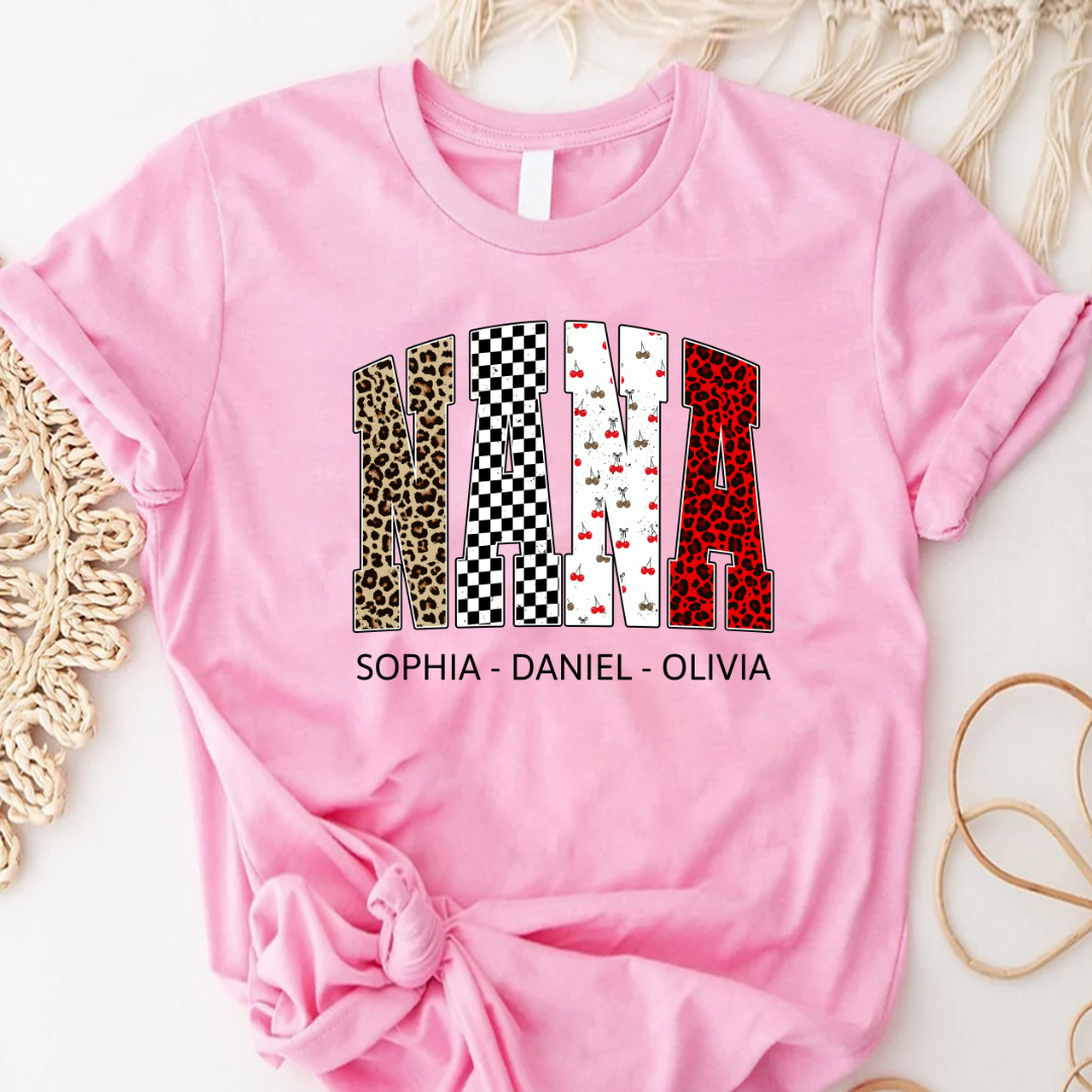 Nana Leopard Trendy Nana And Grandkids Personalized