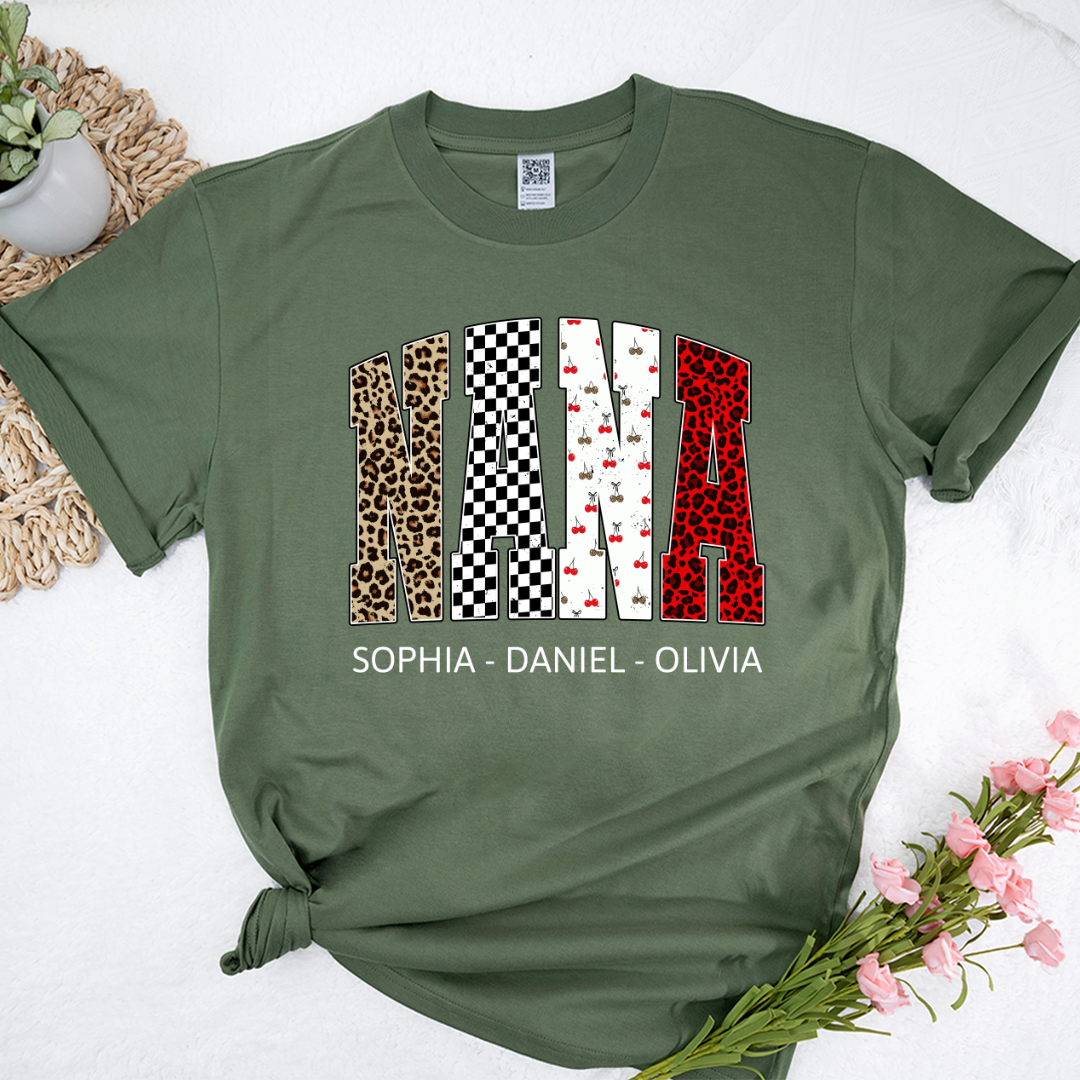 Nana Leopard Trendy Nana And Grandkids Personalized