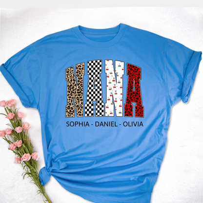 Nana Leopard Trendy Nana And Grandkids Personalized
