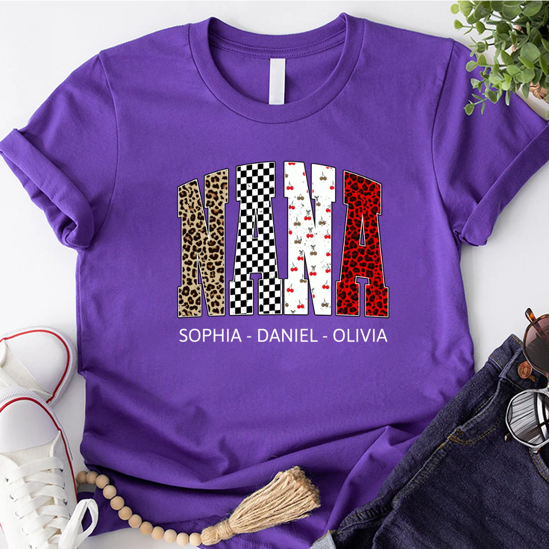 Nana Leopard Trendy Nana And Grandkids Personalized