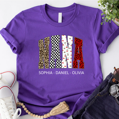 Nana Leopard Trendy Nana And Grandkids Personalized