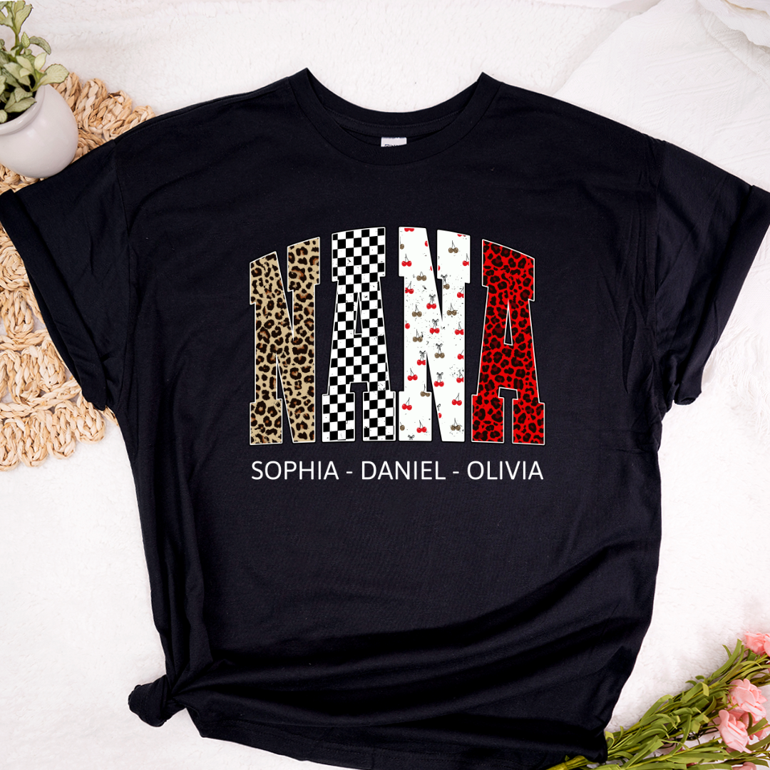 Nana Leopard Trendy Nana And Grandkids Personalized