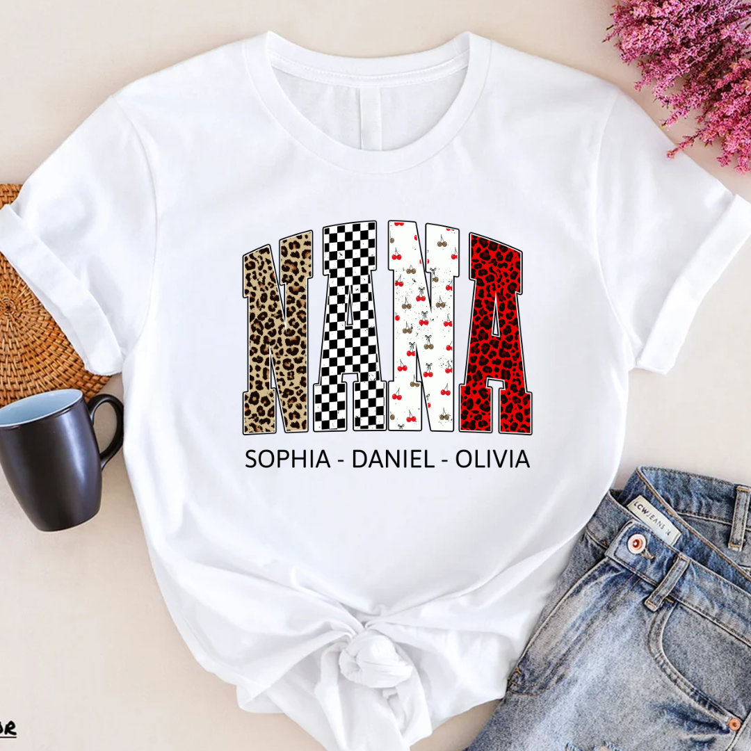 Nana Leopard Trendy Nana And Grandkids Personalized