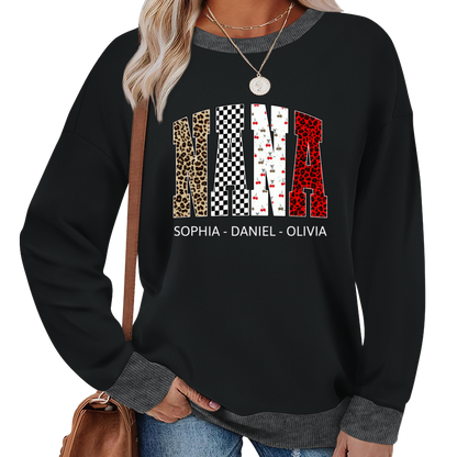 Nana Leopard Trendy Nana And Grandkids Personalized Sweatshirt Sweatshirt