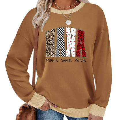 Nana Leopard Trendy Nana And Grandkids Personalized Sweatshirt Sweatshirt