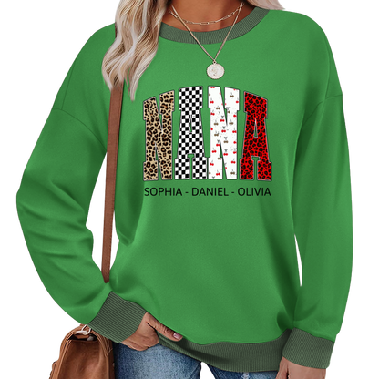 Nana Leopard Trendy Nana And Grandkids Personalized Sweatshirt Sweatshirt