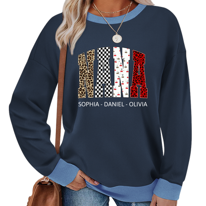 Nana Leopard Trendy Nana And Grandkids Personalized Sweatshirt Sweatshirt