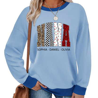 Nana Leopard Trendy Nana And Grandkids Personalized Sweatshirt Sweatshirt