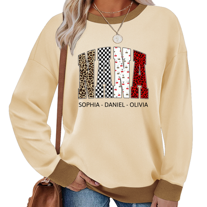 Nana Leopard Trendy Nana And Grandkids Personalized Sweatshirt Sweatshirt