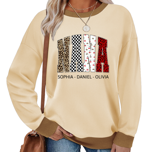 Nana Leopard Trendy Nana And Grandkids Personalized Sweatshirt Sweatshirt