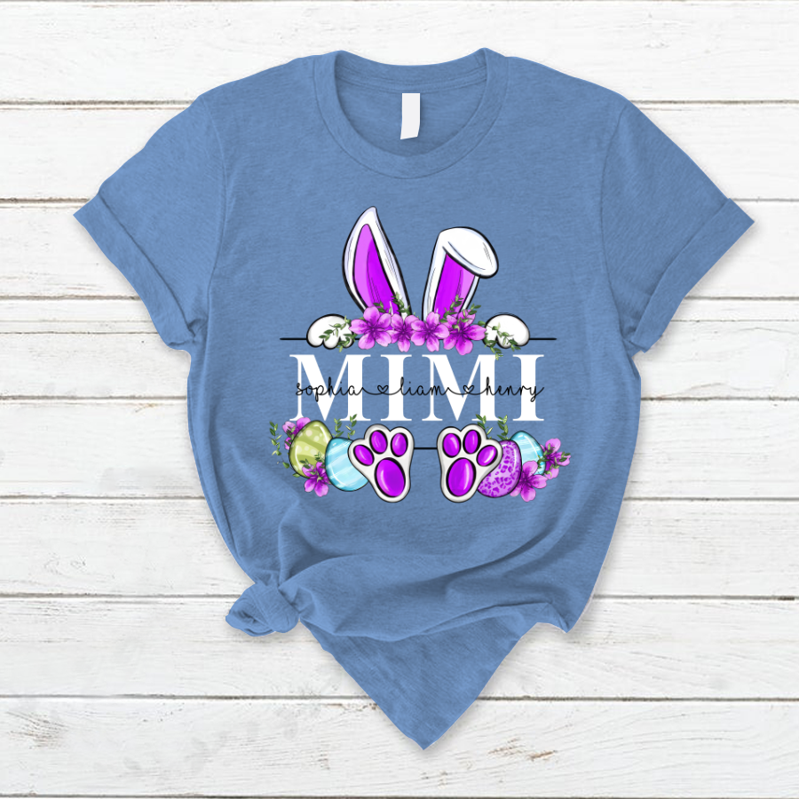 🐰🌸 Personalized Easter Bunny Name Shirt for Grandma, Mimi, Nana & More! 🐣💜