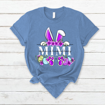🐰🌸 Personalized Easter Bunny Name Shirt for Grandma, Mimi, Nana & More! 🐣💜