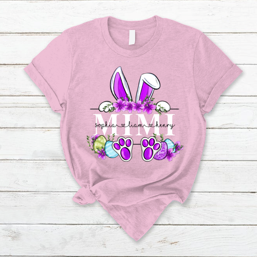 🐰🌸 Personalized Easter Bunny Name Shirt for Grandma, Mimi, Nana & More! 🐣💜