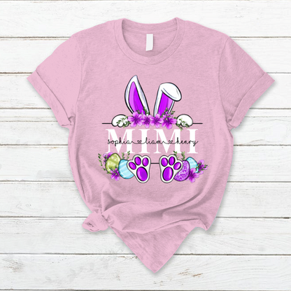 🐰🌸 Personalized Easter Bunny Name Shirt for Grandma, Mimi, Nana & More! 🐣💜