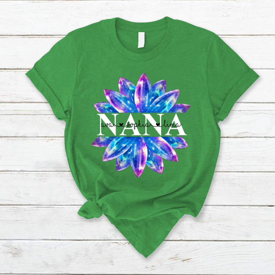 Nana Flower Galaxy Shirt, Custom Grandma With Kids, Mother's Day TH T-Shirt