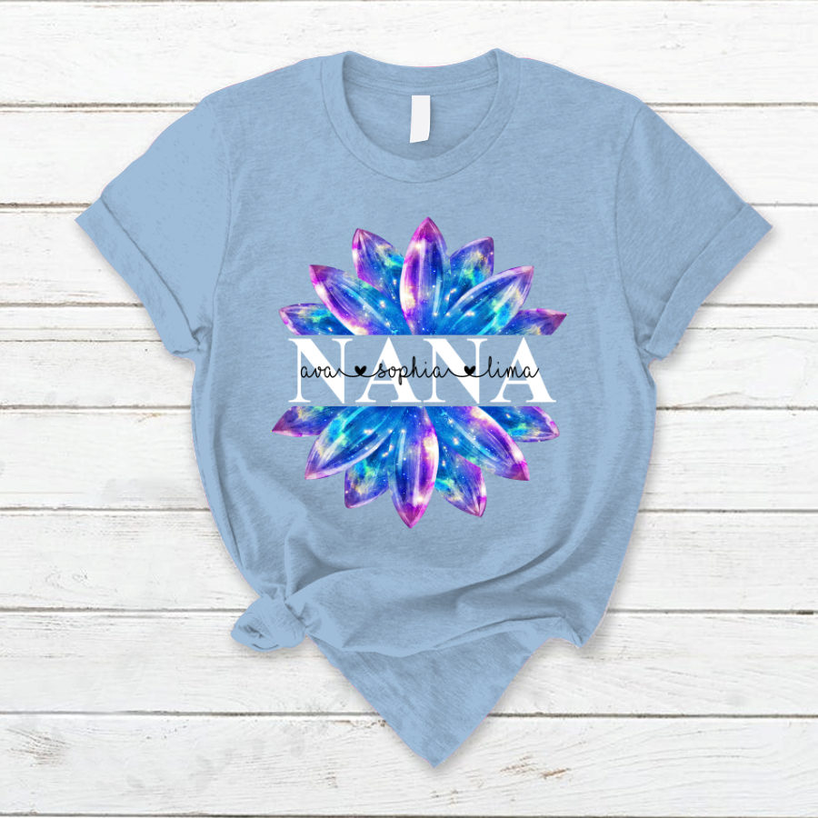 Nana Flower Galaxy Shirt, Custom Grandma With Kids, Mother's Day TH T-Shirt