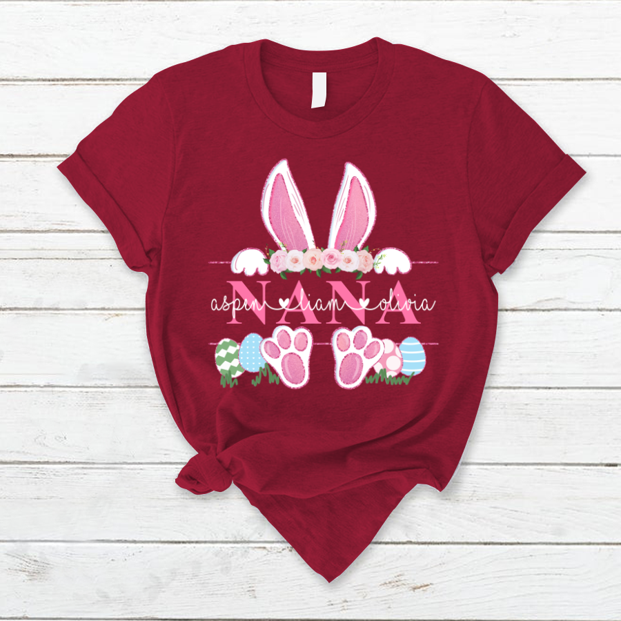 Nana Pink Bunny Shirt, Custom Nana And Kids, Easter Days TH T-Shirt