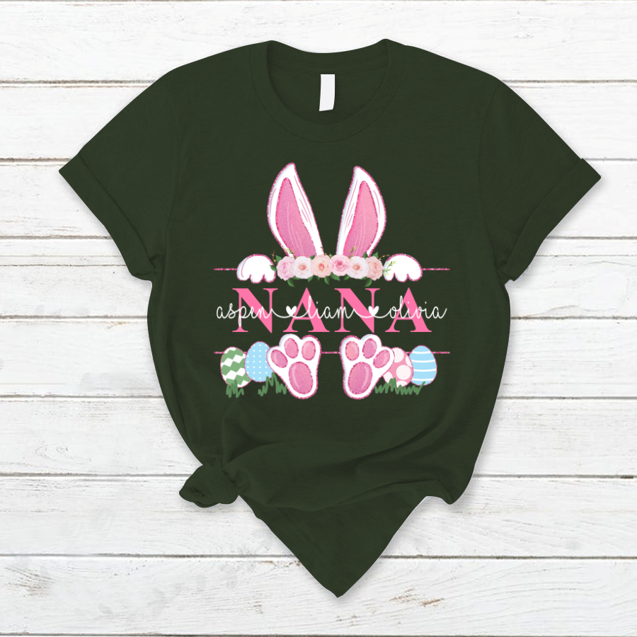 Nana Pink Bunny Shirt, Custom Nana And Kids, Easter Days TH T-Shirt