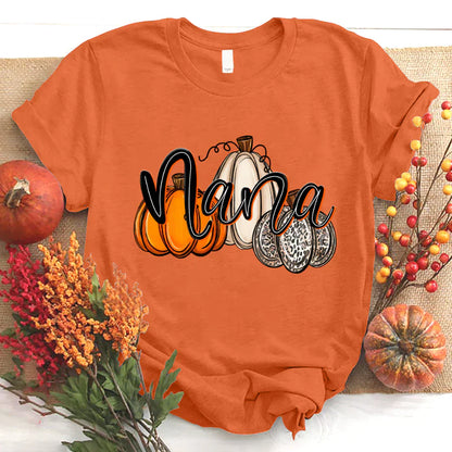 Nana Pumpkins Leopard Autumn T-Shirt