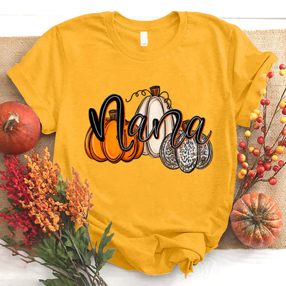 Nana Pumpkins Leopard Autumn T-Shirt