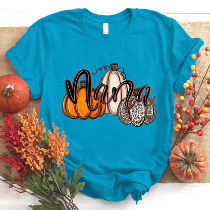Nana Pumpkins Leopard Autumn T-Shirt