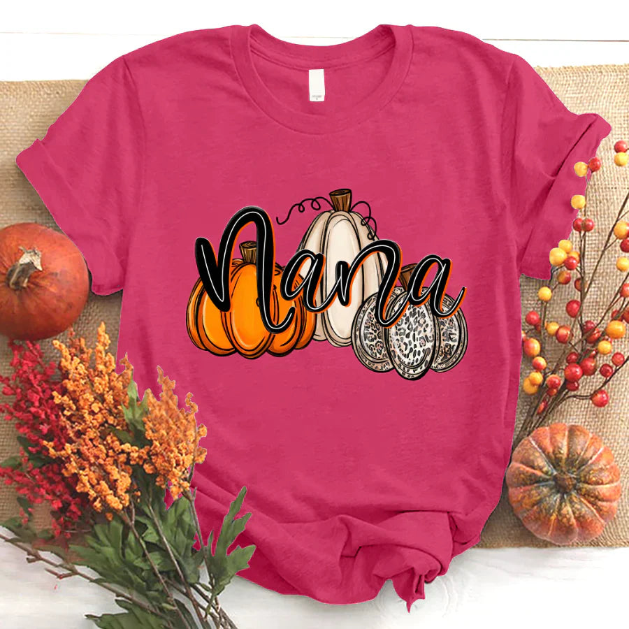 Nana Pumpkins Leopard Autumn T-Shirt