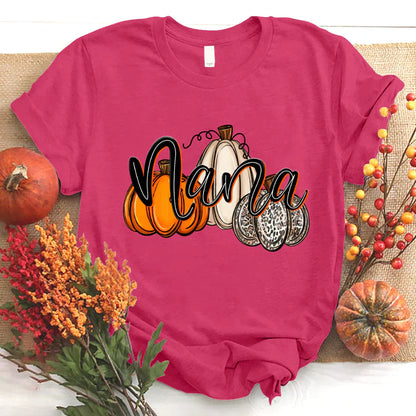 Nana Pumpkins Leopard Autumn T-Shirt