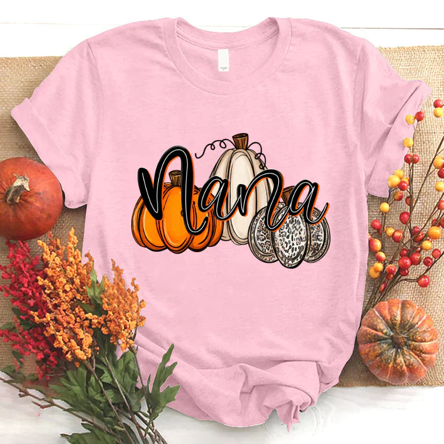 Nana Pumpkins Leopard Autumn T-Shirt