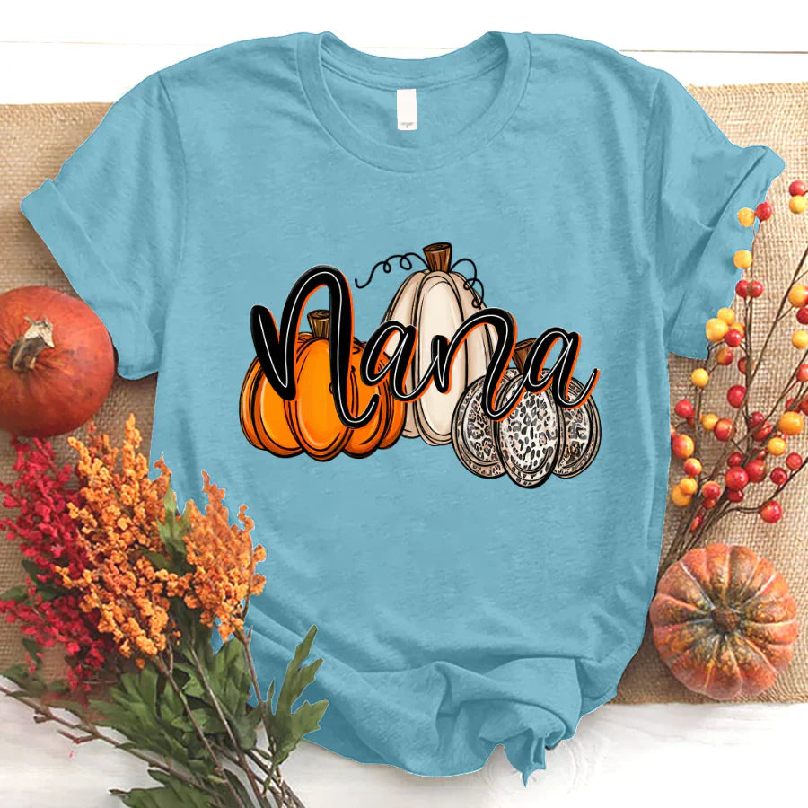Nana Pumpkins Leopard Autumn T-Shirt