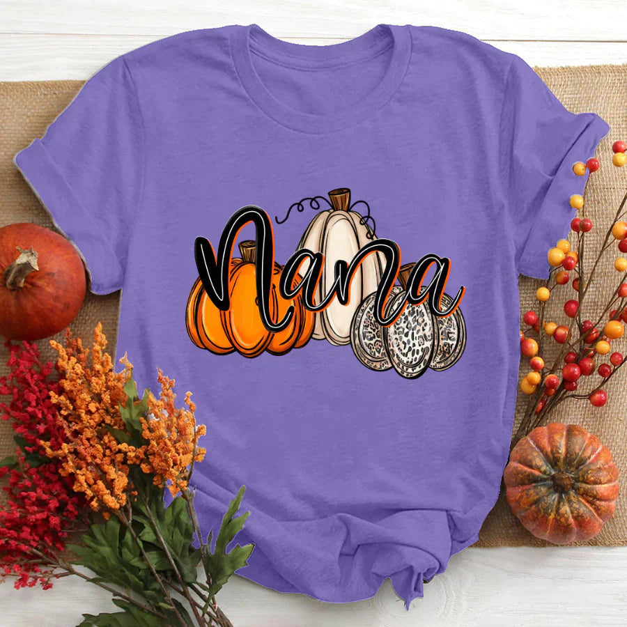Nana Pumpkins Leopard Autumn T-Shirt