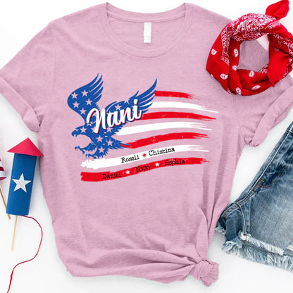 Nani With Grandkids Names 4th Of July CTL94 T-Shirt