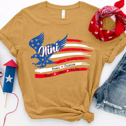 Nini With Grandkids Names 4th Of July CTL94 T-Shirt