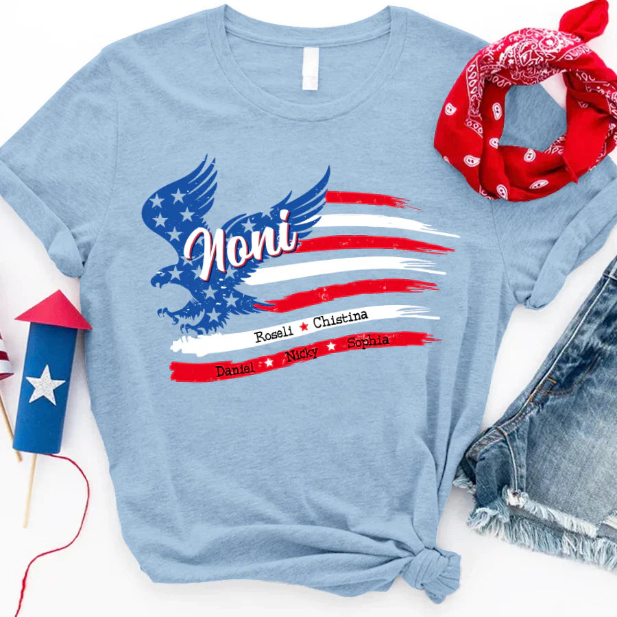 Noni With Grandkids Names 4th Of July CTL94 T-Shirt