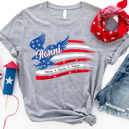 Nonni With Grandkids Names 4th Of July CTL94 T-Shirt