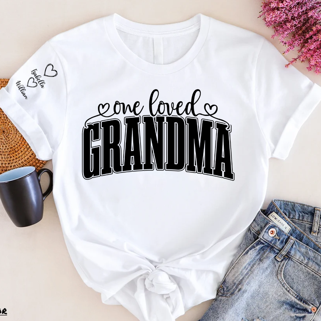 One Loved Grandma, Custom Grandma and Grandkids Name Christmas Gift Shirt