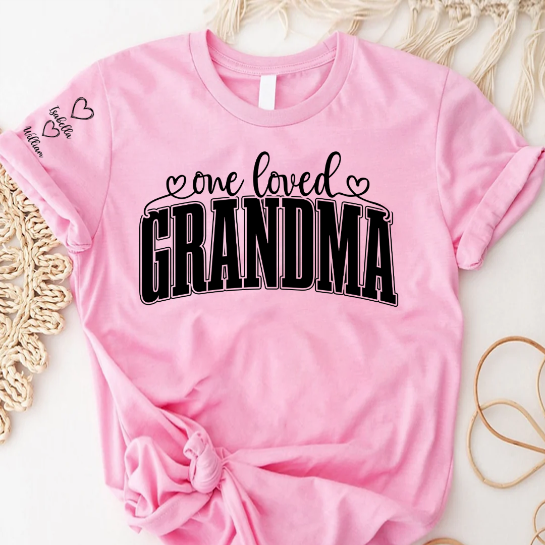 One Loved Grandma, Custom Grandma and Grandkids Name Christmas Gift Shirt