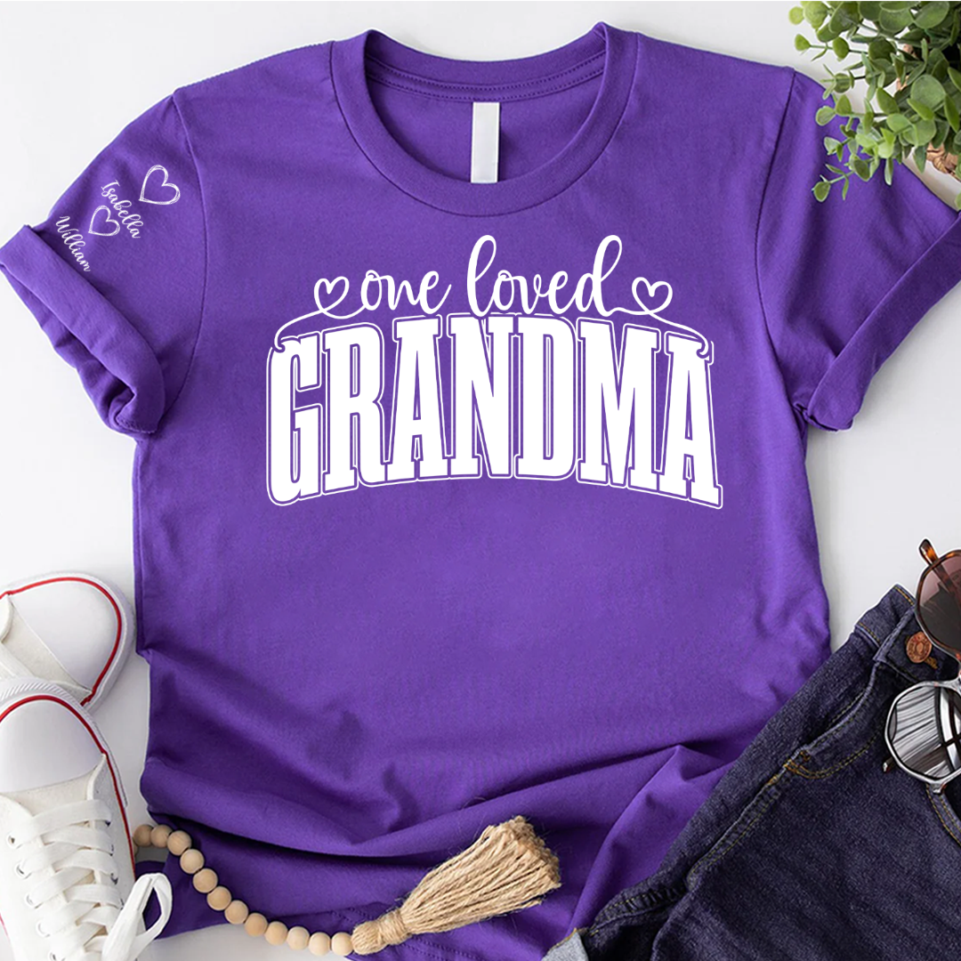 One Loved Grandma, Custom Grandma and Grandkids Name Christmas Gift Shirt
