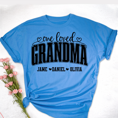One Loved Grandma, Custom Grandma and Grandkids Name Shirt