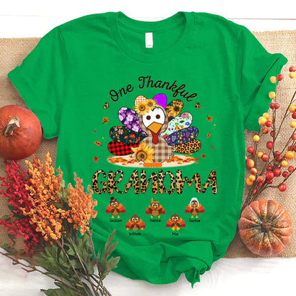 One Thankful Grandma Sunflower Turkey T-Shirt