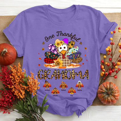 One Thankful Grandma Sunflower Turkey T-Shirt