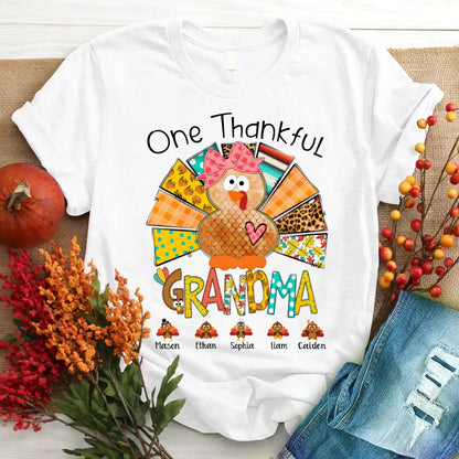 One Thankful Grandma Thanksgiving Turkey T-Shirt
