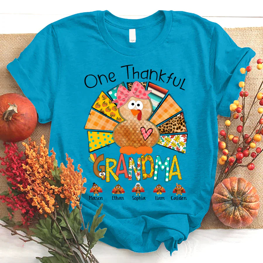 One Thankful Grandma Thanksgiving Turkey T-Shirt