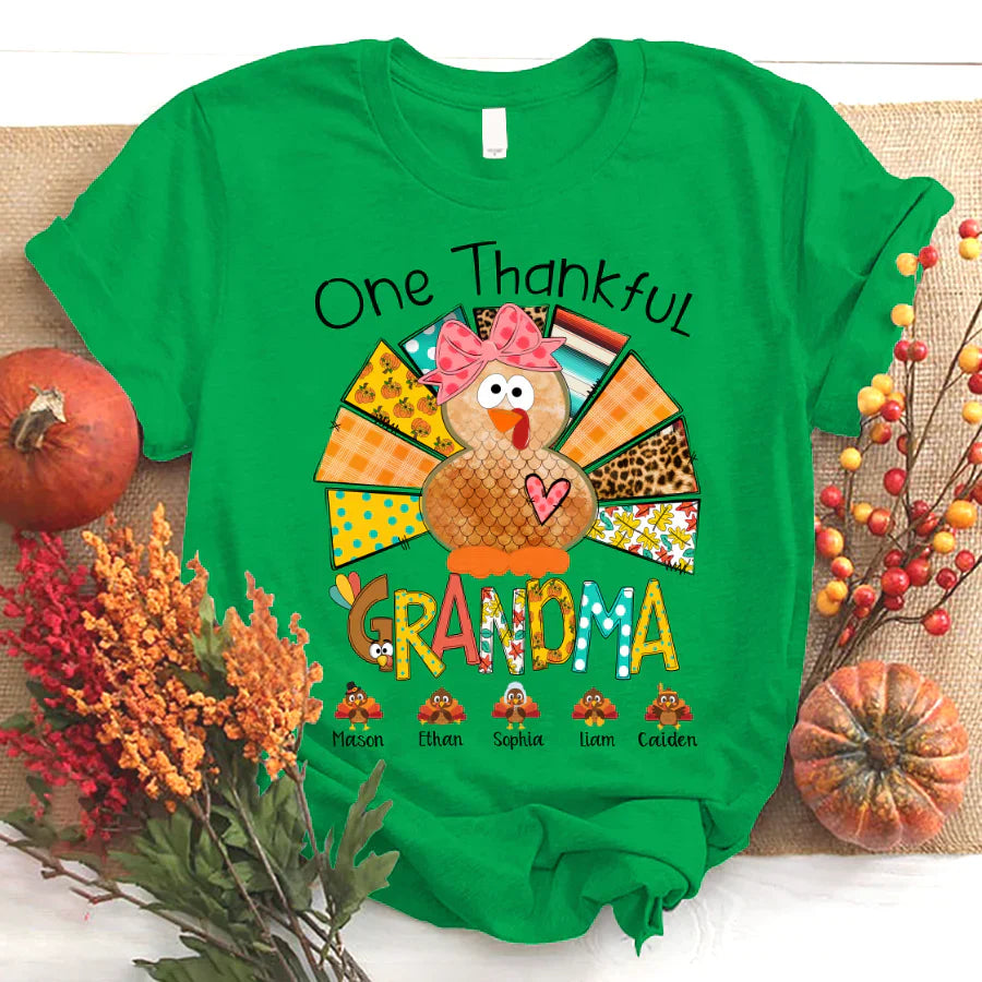One Thankful Grandma Thanksgiving Turkey T-Shirt