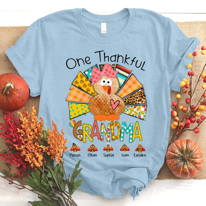 One Thankful Grandma Thanksgiving Turkey T-Shirt