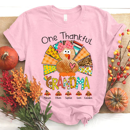 One Thankful Grandma Thanksgiving Turkey T-Shirt